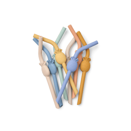 Herbruikbare Siliconen Rietjes met Ananasjes Set van 8 koop je bij Babywinkel