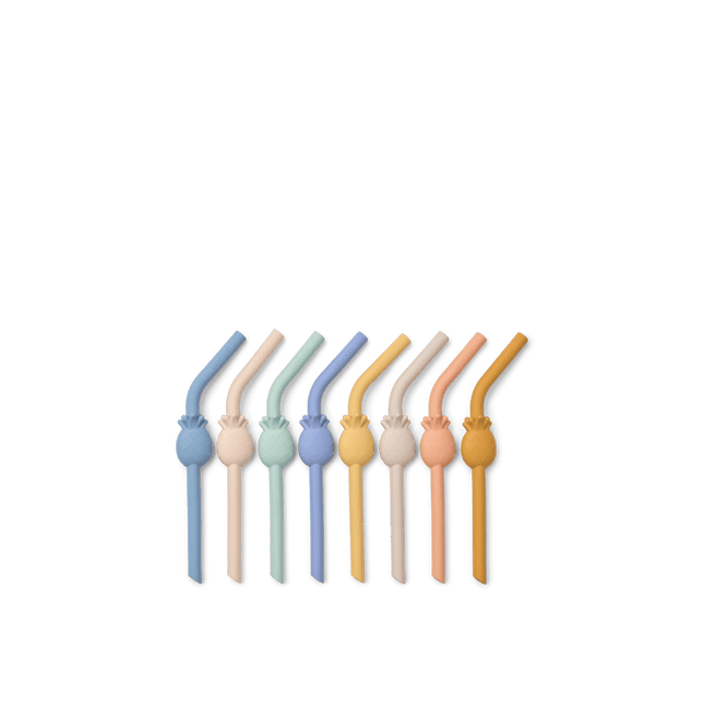 Herbruikbare Siliconen Rietjes met Ananasjes Set van 8 koop je bij Babywinkel