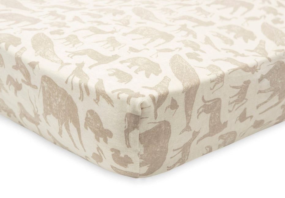 Hoeslaken Jersey 60x120cm Animals - Nougat - Babywinkel - 8717329376458