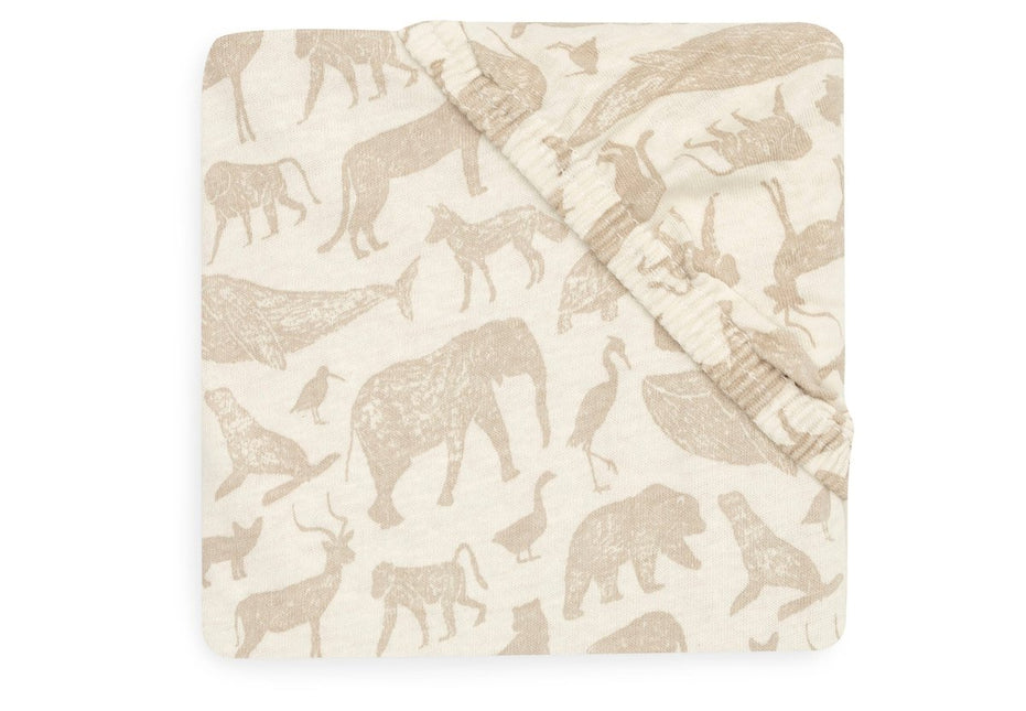 Hoeslaken Jersey 60x120cm Animals - Nougat - Babywinkel - 8717329376458