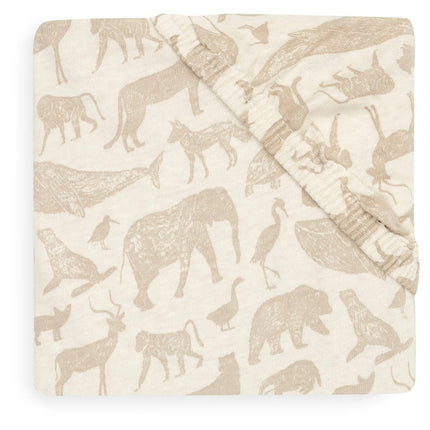 Hoeslaken Jersey 70/140x75/150cm - Animals Nougat - Babywinkel - 8717329376441