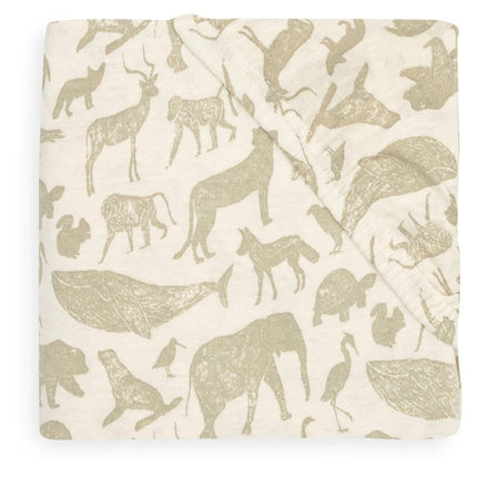 Hoeslaken Jersey 70/140x75/150cm Animals - Olive Green - Babywinkel - 8717329376410