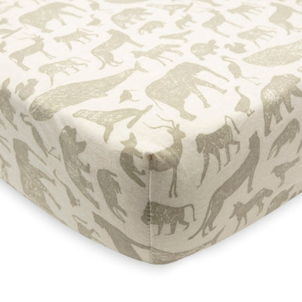 Hoeslaken Jersey 70/140x75/150cm Animals - Olive Green - Babywinkel - 8717329376410