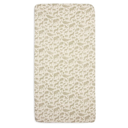 Hoeslaken Jersey 70/140x75/150cm Animals - Olive Green - Babywinkel - 8717329376410