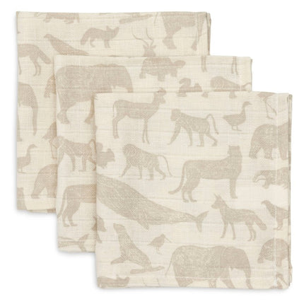 Hydrofiel Monddoekje Animals - Nougat - 3 Stuks - Babywinkel - 8717329376953