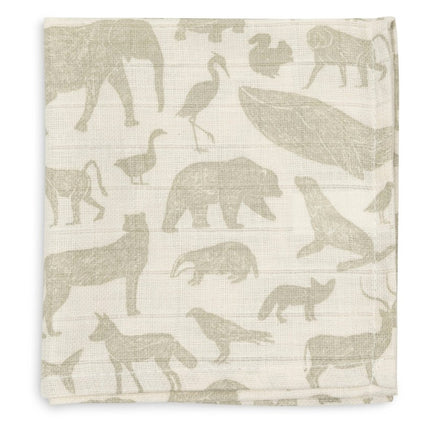 Hydrofiel Monddoekje Animals - Olive Green - 3 Stuks - Babywinkel - 8717329377097