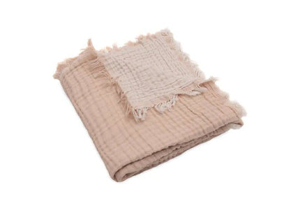 Jollein Ledikantdeken Fringe Moonstone/Ivory 120X120cm - Jollein - Babywinkel - 8717329380905