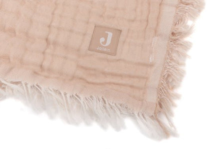 Jollein Ledikantdeken Fringe Moonstone/Ivory 120X120cm - Jollein - Babywinkel - 8717329380905