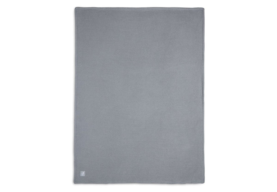 Jollein Wiegdeken Basic Knit Stone Grey/Fleece 75x100cm - Jollein - Babywinkel - 8717329366091