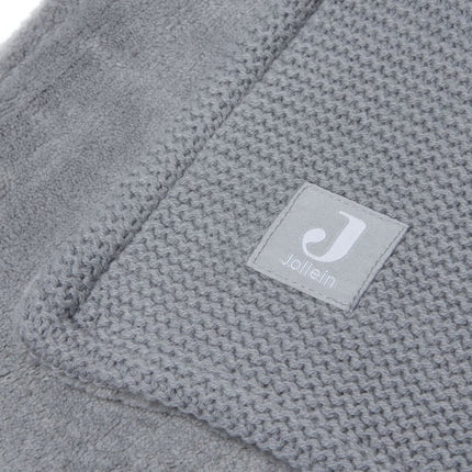 Jollein Wiegdeken Basic Knit Stone Grey/Fleece 75x100cm - Jollein - Babywinkel - 8717329366091