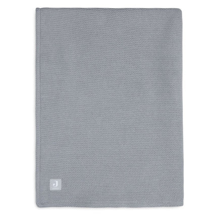 Jollein Wiegdeken Basic Knit Stone Grey/Fleece 75x100cm - Jollein - Babywinkel - 8717329366091