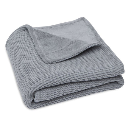 Jollein Wiegdeken Basic Knit Stone Grey/Fleece 75x100cm - Jollein - Babywinkel - 8717329366091