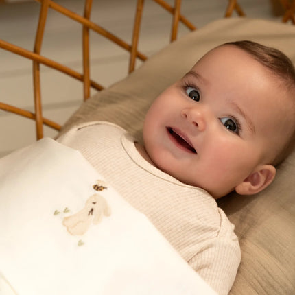 Little Dutch Wieglaken Baby Bunny Wit Geborduurd