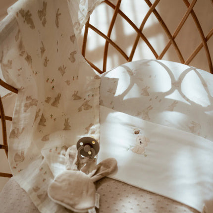 Little Dutch Wieglaken Baby Bunny Wit Geborduurd