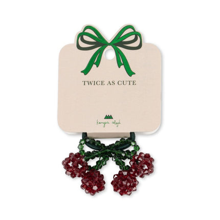 Konges Slojd 2 Pack Cherry Hair Elastic Red/Glitter - Babywinkel - 5715681039311