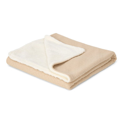 Ledikantdeken gebreid/fleece - Pure Soft Beige - Babywinkel - 8721122584354