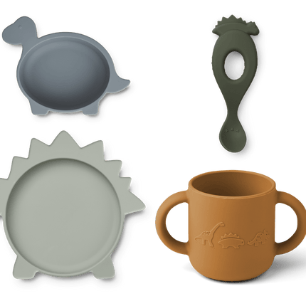Liewood Kinderservies Set Vivi Dino Blue Multi - Liewood - Babywinkel - 5713370218740