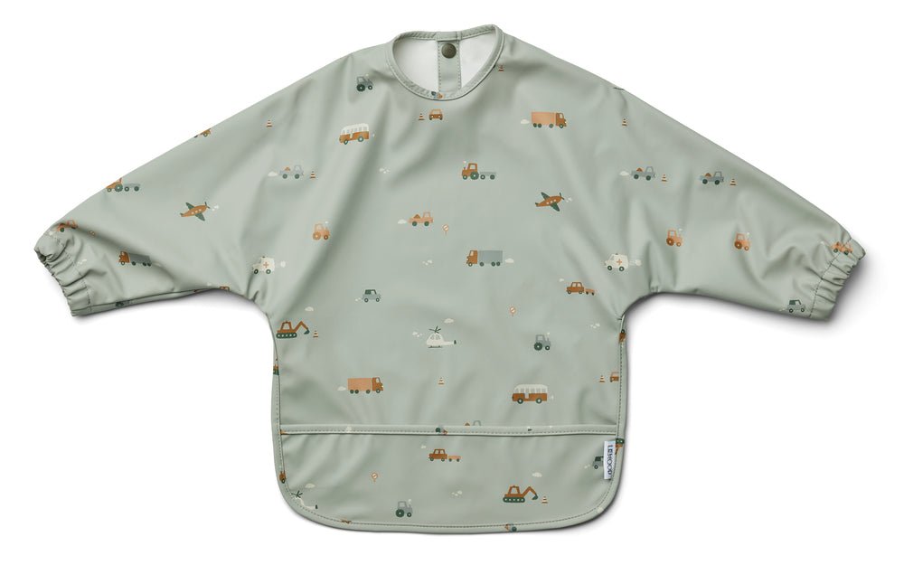 Liewood Slabbetje Merle Vehicles/ Dove Blue koop je bij Babywinkel