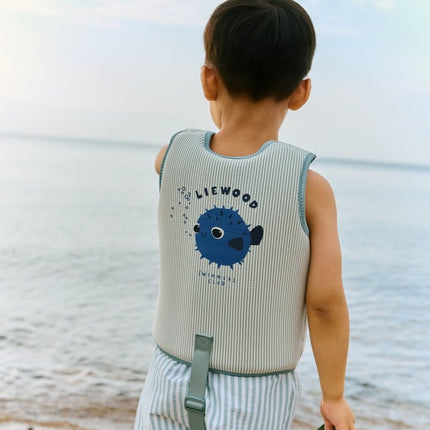 Liewood Zwemvest Dove Seersucker Riverside/ Creme De La Creme koop je bij Babywinkel