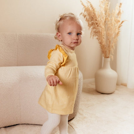 Little Dutch Baby Jurkje Warm Yellow Check Lange Mouw - Little Dutch - Babywinkel - 8720986874014