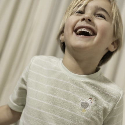 Little Dutch Baby Shirt Korte Mouwen Badstof Farm Green Stripes - Little Dutch - Babywinkel - 8720847025487