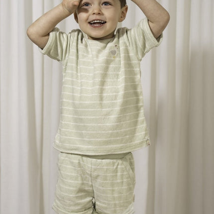 Little Dutch Baby Shirt Korte Mouwen Badstof Farm Green Stripes - Little Dutch - Babywinkel - 8720847025487
