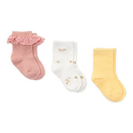 Little Dutch Babysokjes Flower Pink/White Meadows/Honey Yellow 3 Pack - Little Dutch - Babywinkel - 8720847026491