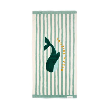 Little Dutch Badlaken Seashells And Stripes Surf Blue - Babywinkel - 8721122575567