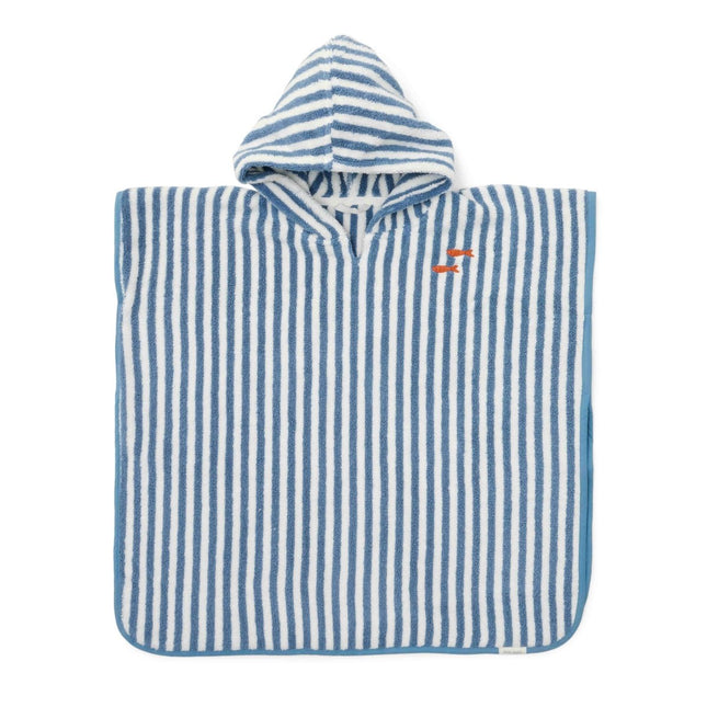Little Dutch Badponcho Seashells And Stripes Surf Blue - Babywinkel - 8721122575505