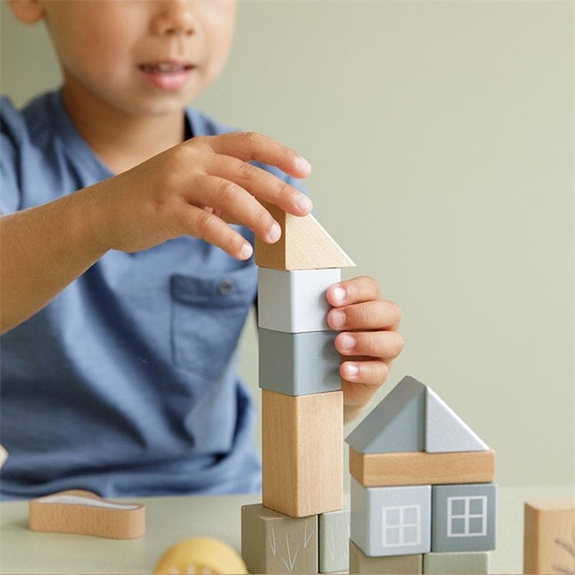Little Dutch Houten Speelgoed Bouwblokken Blue - Little Dutch - Babywinkel - 8713291770195
