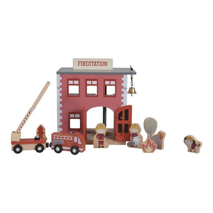 Little Dutch Houten Speelgoed Treinbaan Uitbreiding Brandweerkazerne - Babywinkel - 8713291444904