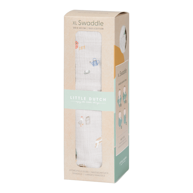Little Dutch Hydrofiele Doek 120x120 Little Farm - Little Dutch - Babywinkel - 8720847024060