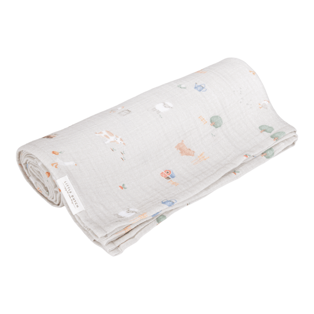 Little Dutch Hydrofiele Doek 120x120 Little Farm - Little Dutch - Babywinkel - 8720847024060