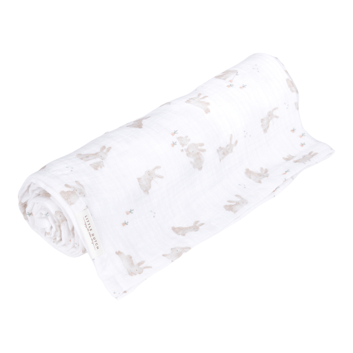 Little Dutch Inbakerdoek Hydrofiel 120x120 Baby Bunny - Little Dutch - Babywinkel - 8720847024329