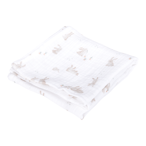 Little Dutch Inbakerdoek Set Hydrofiel 70x70 Baby Bunny Beige koop je bij Babywinkel