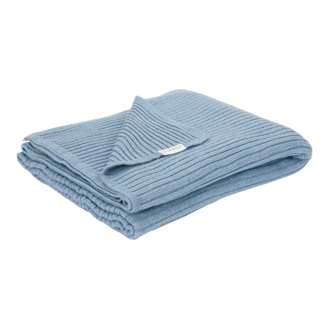Little Dutch Ledikantdeken Pure Denim Blue Gebreid - Little Dutch - Babywinkel - 8721122570210