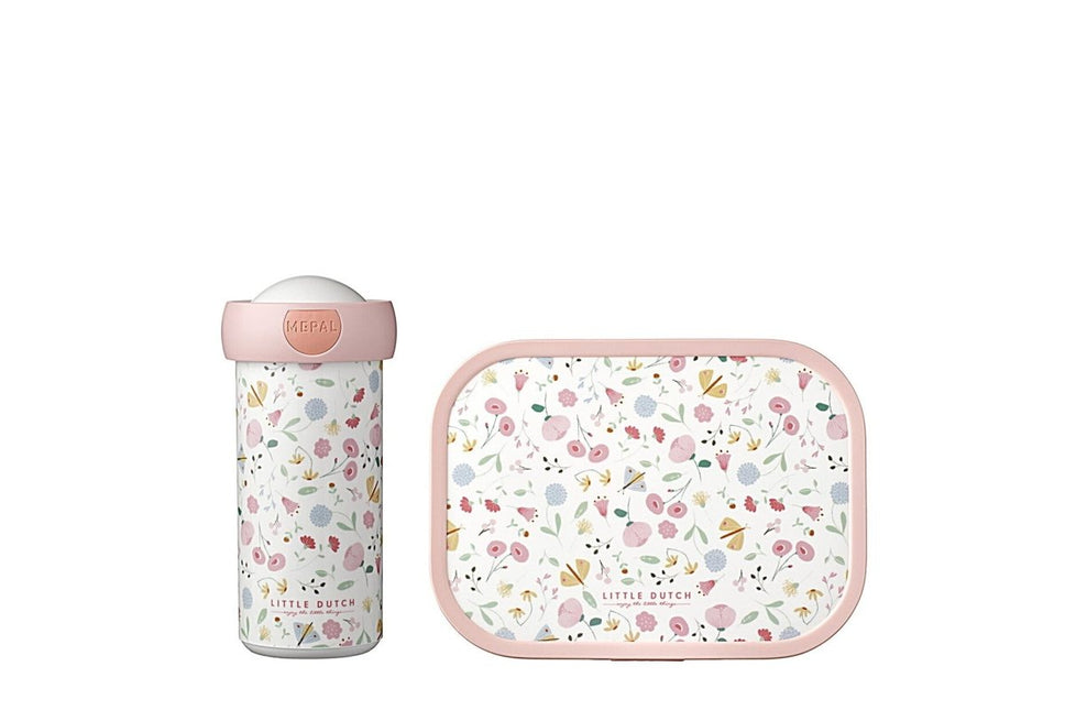 Little Dutch Lunchset Campus Schoolbeker+Lunchbox Flowers & Butterflies - Little Dutch - Babywinkel - 8720294016496