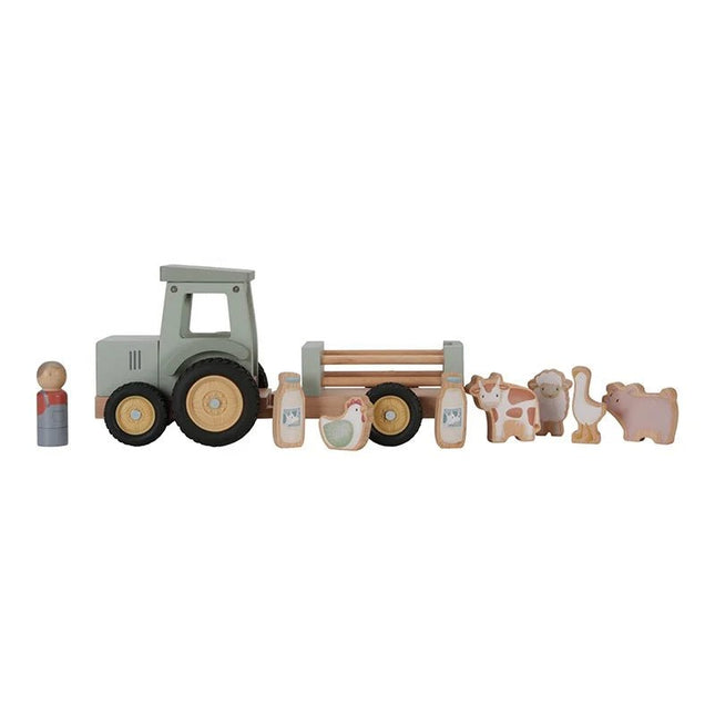 Little Dutch Speelgoed Auto Tractor met Trailer Little Farm - Little Dutch - Babywinkel - 8713291771499
