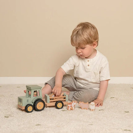 Little Dutch Speelgoed Auto Tractor met Trailer Little Farm - Little Dutch - Babywinkel - 8713291771499