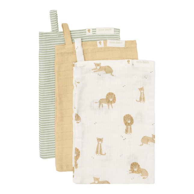 Little Dutch Washandje Safari Leo 3St koop je bij Babywinkel