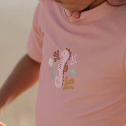Little Dutch Zwemshirt Kind Korte Mouwen Ruches Seahorse Pink - Little Dutch - Babywinkel - 8720986872355