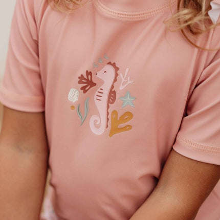 Little Dutch Zwemshirt Kind Korte Mouwen Ruches Seahorse Pink - Little Dutch - Babywinkel - 8720986872355