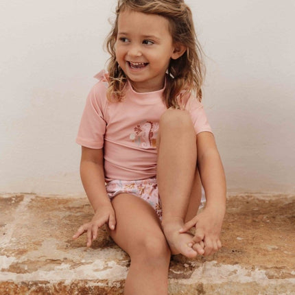 Little Dutch Zwemshirt Kind Korte Mouwen Ruches Seahorse Pink - Little Dutch - Babywinkel - 8720986872355