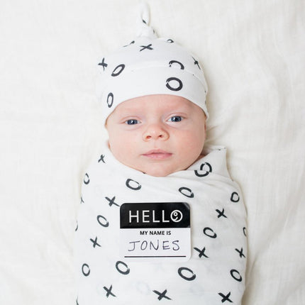 Lulujo Hydrofiele Doek Met Muts En Sticker Hugs & Kisses - Lulujo - Babywinkel - 628233456427