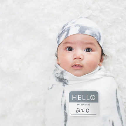 Lulujo Hydrofiele Doek Met Muts En Sticker Marble - Lulujo - Babywinkel - 628233456434