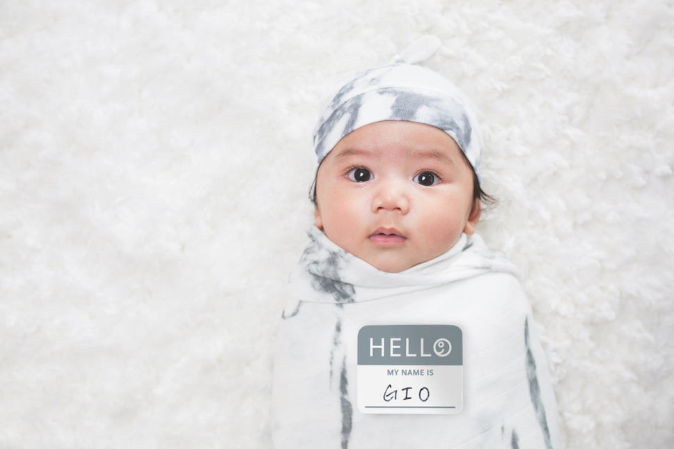 Lulujo Hydrofiele Doek Met Muts En Sticker Marble - Lulujo - Babywinkel - 628233456434