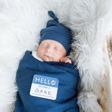 Lulujo Hydrofiele Doek Met Muts En Sticker Navy - Lulujo - Babywinkel - 628233456472