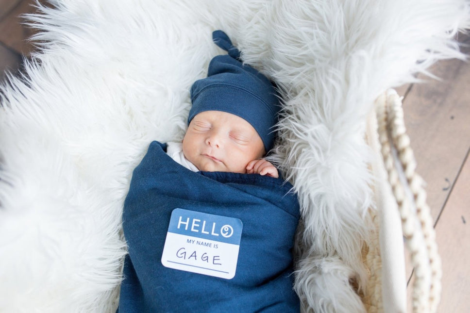 Lulujo Hydrofiele Doek Met Muts En Sticker Navy - Lulujo - Babywinkel - 628233456472