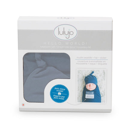 Lulujo Hydrofiele Doek Met Muts En Sticker Navy - Lulujo - Babywinkel - 628233456472