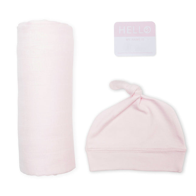 Lulujo Hydrofiele Doek Met Muts En Sticker Pink - Lulujo - Babywinkel - 628233456489